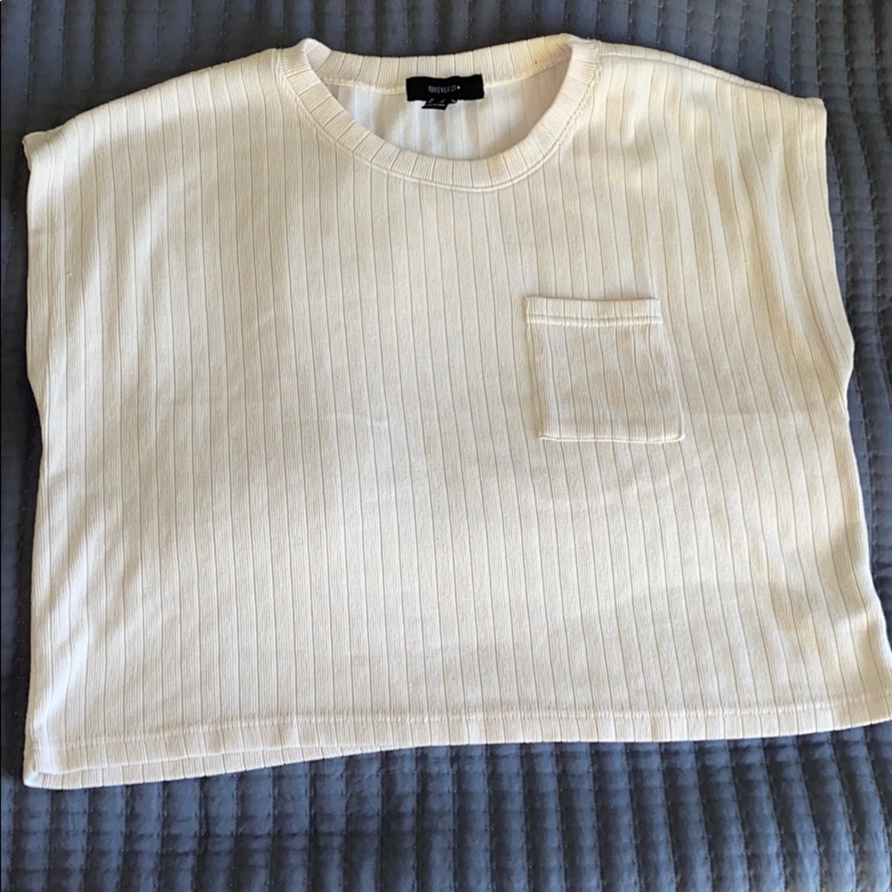 Cream square cropped shirt